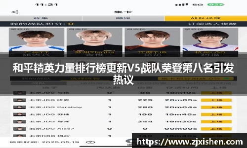 和平精英力量排行榜更新V5战队荣登第八名引发热议